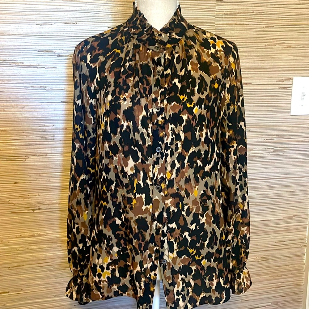 Doncaster Collection Blouse size 8 Ruffle Collar 💯 Polyester